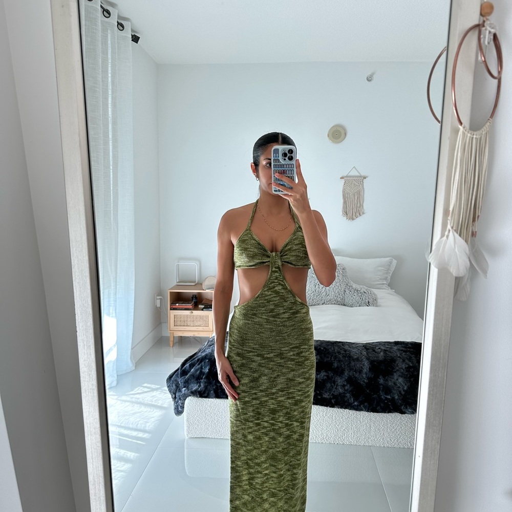 Edikted Green Backless Dress